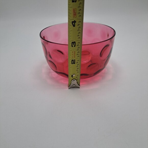 LG Wright Glass Thumbprint Cranberry Bowl - Picture 8 of 9
